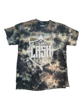 Johnny Cash Tie-Dye Graphic Tee - Size: Large Man in Black